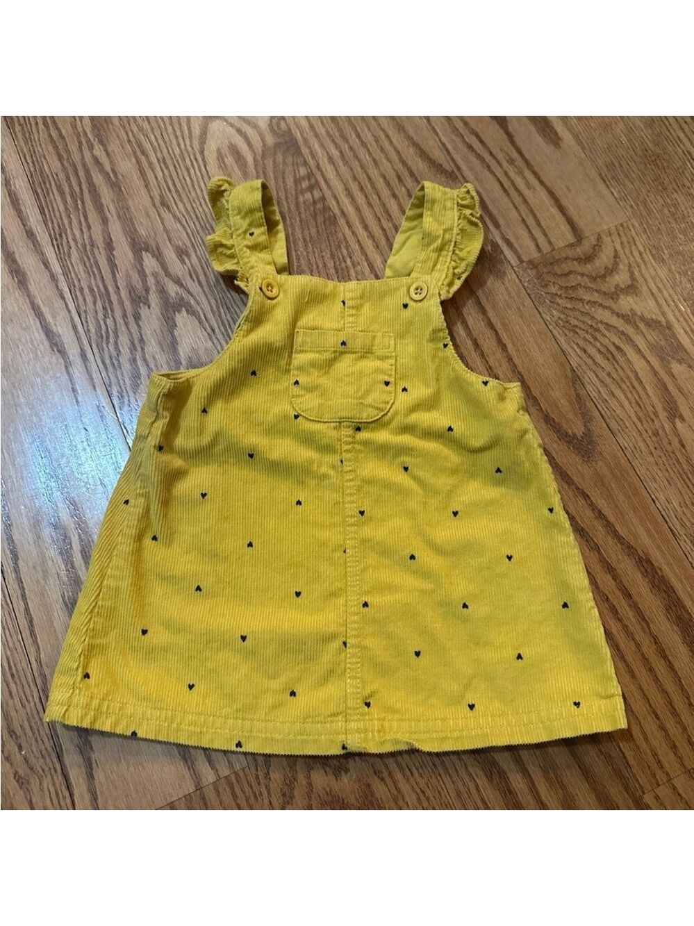 Carters Corduroy Dress Overalls Girls 9 months yellow hearts